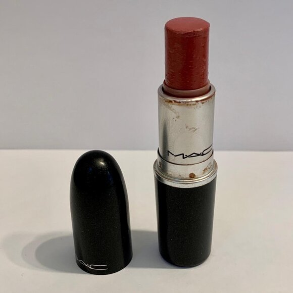 MAC Satin Lipstick 824 Twig 3g / 0.1oz Full Size USED Rare Original HTF Red Pink - Picture 2 of 5